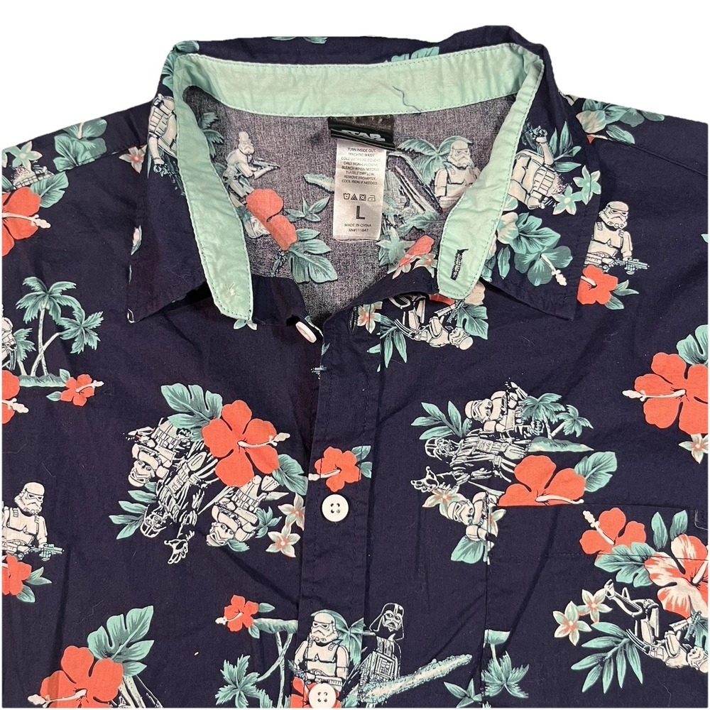 Star Wars Men's Shirt Sleeve Hawaiin Shirt Large Storm Trooper EUC
